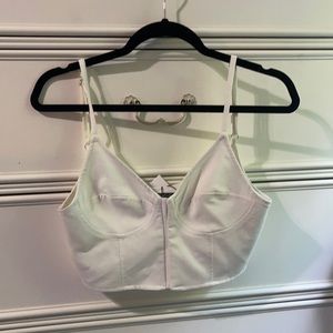 Zara white cropped tank with clasps in the front